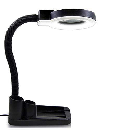 Lampe de bureau avec loupe double grossissement 5x 10x et 40 LED HJMMWT pour lecture