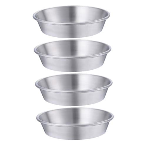 HOLIDYOYO 4pcs Round Saucer Condiment Dish Ketchup Plate Condiment Cups Sushi Dipping Bowls Condiment Sauce Cups Sauce Plate Egg Tart Tins Side Dishes Round Sauce Dish Silver Stainless Steel