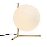 BOKT Mid Century Modern Brass Table Lamp Contemporary Gold Glass Globe Desk Lamp Vintage Bedroom Bed