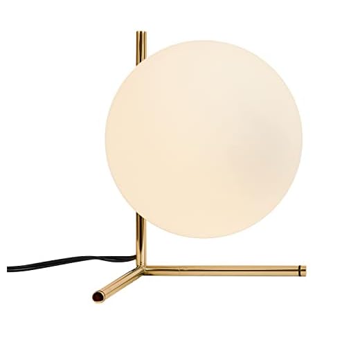 BOKT Mid Century Modern Brass Table Lamp Home Decor Glass Ball and ANG Metal Table Lamp Reading Lamp for Office, Bedroom, Living Room (A Style)…