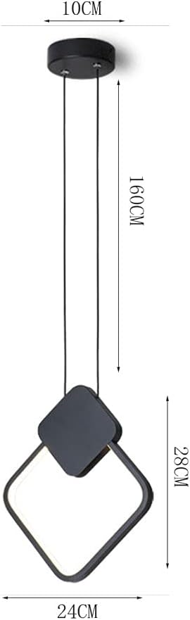 Chandelier, Minimalist Square M-INI Pendant Light Aluminum LED 13W Three-Color Dimmable Modern Chandelier Adjustable Ceiling 1-Light Hanging lamp fixtures Black Suitable for Bedside bar and Kitchen I