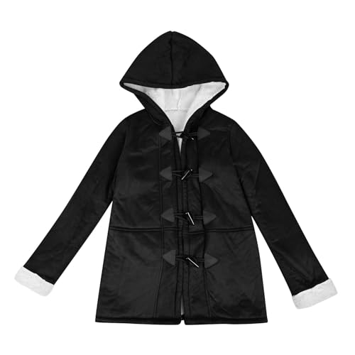 Girls Winter Coats Sherpa Lined Hooded Long Jackets with Pockets Button Front Thicken Warm Coat Fuzzy Fleece Jacket2
