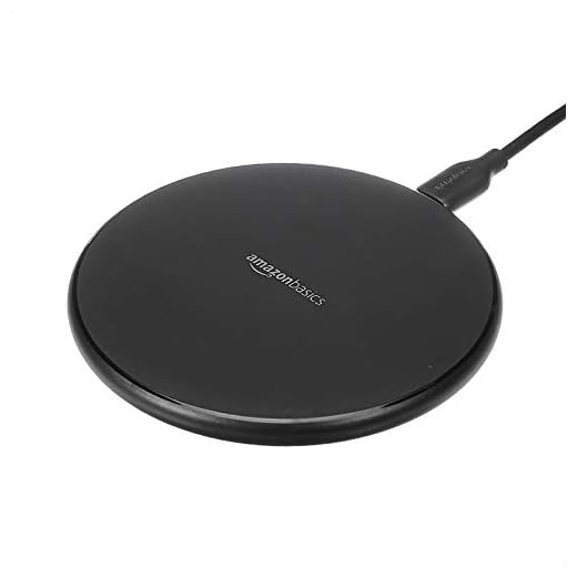 Amazon Basics 15W Qi Certified Wireless Phone Charger Pad, Fast Charging Pad for iPhone 16/15/14/13/12/11/X, Samsung and More, with USB Cable, Black