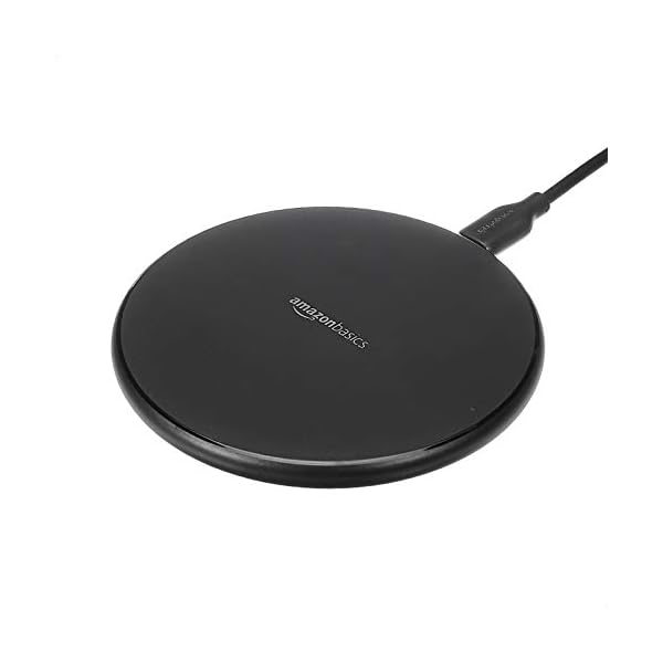 Amazon Basics Wireless Phone Charger, Fast Charging Pad for iPhone 15/14/13/12/11/X, Samsung, 15W Qi Certified, Includes USB Cable, Black