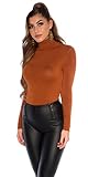 Einheitsgröße: 34/36/38 Koucla Damen Rollkragen Pullover Rollkragenpullover (Bronze)
