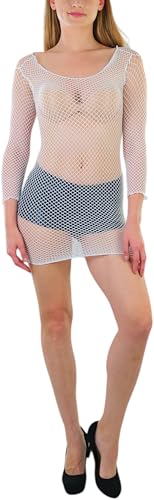 Image of ToBeInStyle Women's Stretch See Through Fishnet Novelty Mini Rave Party Dress