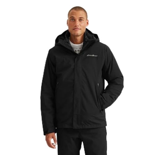 Eddie Bauer Men's Powder Search 2.0 3-In-1 Waterproof Ski Jacket, Black, X-Large