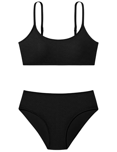 Image of Girls Swimsuit V Neck Bikini Set Color Block with Cover Up 3Pcs Bathing Suits