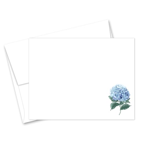InvitationHouse 20 Blue Hydrangea Flat card with Envelopes (Corner)