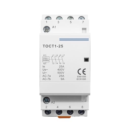Contacteur domotique de maison 4P 25A sur rail DIN pour piloter le chauffage et chauffe-eau