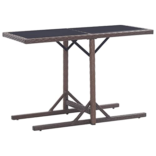 Teenpull Table de Jardin Marron en résine tressée et Verre 110x53x72 cm Stable Cadre Acier, Table extérieure pour Patio, Balcon, Coin Repas ou café,...