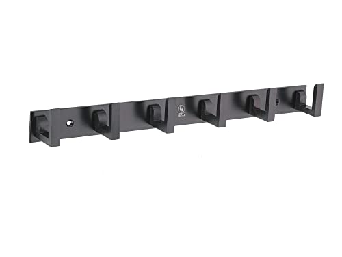 Image of iSTAR 6 Pin Bathroom Cloth Hooks Hanger Wall Bedroom Bathroom Robe Hooks Rail - for Hanging Keys, Clothes, Towel Steel Hook (Black, Pack of 1)