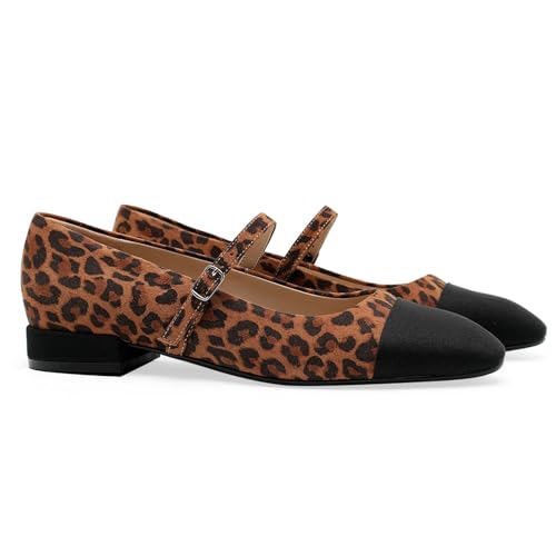 Image of Women's Comfortable Leather Mary Jane Flats Walking Shoes Cute Business Casual Dress Work Shoes
