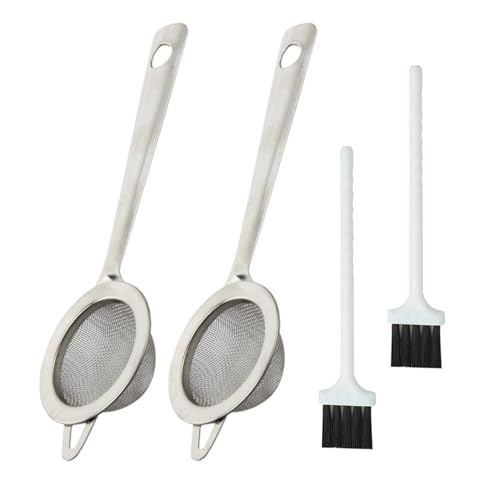 COACOM 2 Stücke Teefilter Und 2 Stück Kleine Reinigungsbürsten, Feinem Maschen -Teefilter, Teefilter, Kleines Sieb, Minisieb, Cocktailfilter.
