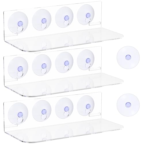 YLMFTNU 3pcs Hanging Clear Plant Shelves for Windows, Acrylic Suction Cup Window Shelves, Window Plants Shelves, Acrylic Window Plant Box, Succulents Flower Pot Holder for Indoor Window Glass Mirror