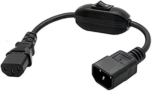 Toptekits PDU UPS Power Cord Cable 100-250V IEC-320-C14 to IEC-320-C13 Power Cord M-F with Switch 1ft/30cm