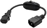 Toptekits PDU UPS Power Cord Cable 100-250V IEC-320-C14 to IEC-320-C13 Power Cord M-F with Switch 1f