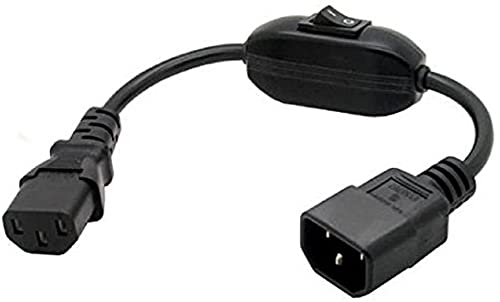 Toptekits Pdu Ups Power Cord Cable 100-250V Iec-320-C14 To Iec-320-C13 Power Cord M-F With Switch 1Ft/30Cm #TOP3