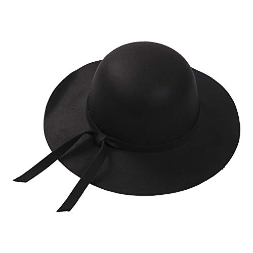 Women Girls Vintage Felt Cloche Hat Melon Bowler Church Derby Party Fancy Dress Costume Accessory with Ribbon