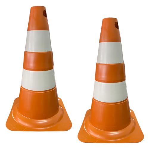 Kit 2 Cone de Sinalização para Trânsito Estacionamento EPI Segurança Laranja e Branco