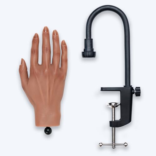 尚(Naochi)シリコン製 リアル女性ハンドモデル プレミアム全長22cm 骨格内蔵 ネイル練習用 手模型 専用ネイルチップ付き ブラックスダント付きQ03-22-S -ZJ-B (5#, 右手)