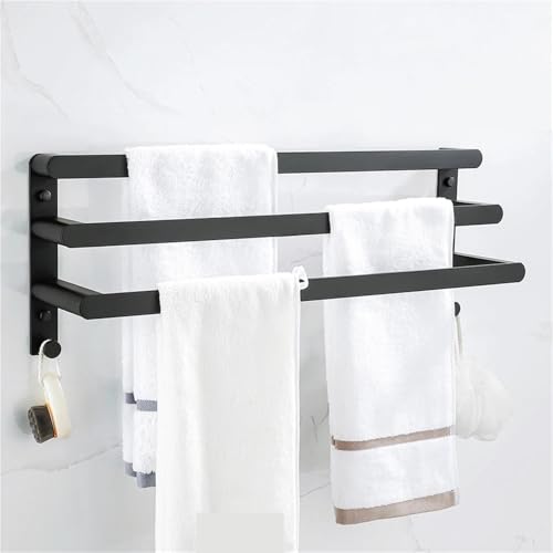 Toalleros con estante de almacenamiento negro de 50-60 cm para el baño o cocina 4