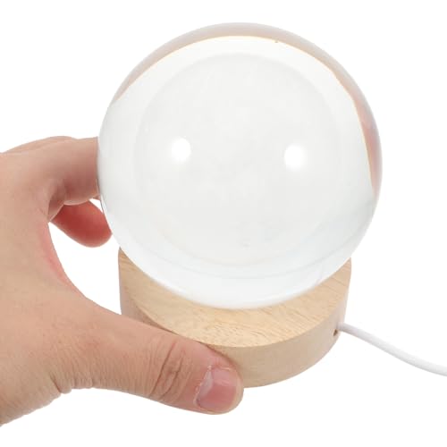 Lámpara de noche SUPVOX esfera 8cm con base de madera miniatura 3