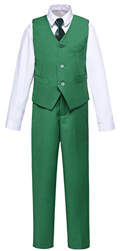 Visaccy Kids Suits for Boys Slim Fit Dress Formal Tuxedos Green Size 2T - Thumbnail 2