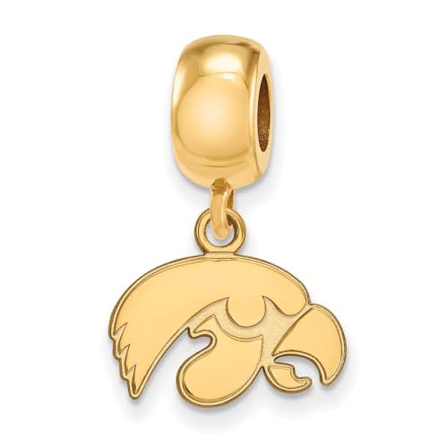 LogoArt 14k Yellow Gold Plated Sterling Silver University of Iowa XS Dangle Bead Charm