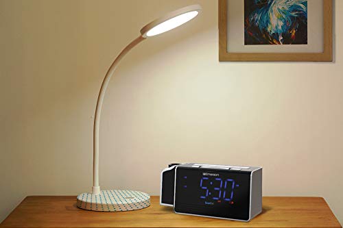 Emerson Smartset Projection Alarm Clock Radio With Usb Charging For Iphone/Ipad/Ipod/Android And Tablets, Digital Fm Radio, 1.4" Blue Led Display, 4 Level Dimmer, Er100103 #TOP3