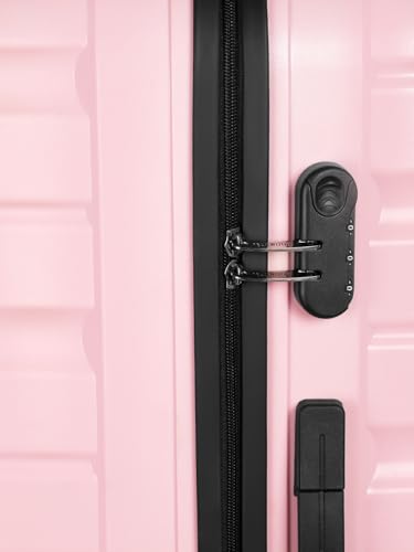 Image of Teakwood Unisex Trolley Bag for Travel, Hard Cabin Trolley Suitcase Bag, Numver Lock System 360 Degree 8 Rotating Wheels | Set of 3 (55, 65, 76 CM, Rose)