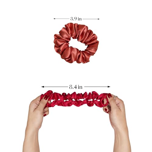Image of Satin Silk Scrunchies Set of 3 for Women & Girls | Soft Elastic Hair Ties | Anti-Hair Breakage Small Scrunchie Bands | Random Colours | Daily Wear Hair Accessories Gift Set