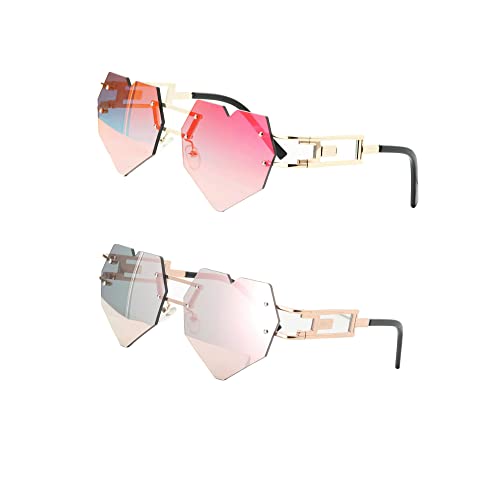 Image of Vintage Punk Sunglasses Men Women 2020 Fashion Colorful Rimless Leaf-shaped Sun Glasses