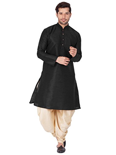 Image of VASTRAMAY Men's Silk Blend Kurta and Dhoti Set