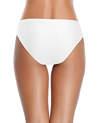 Image of Tempt Me Women Twist Bikini Bottom Moderate High Cut Bathing Suit Bottoms Ruched Swimsuit Bottom