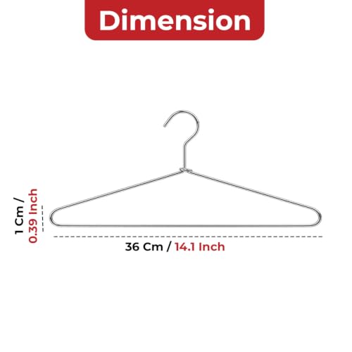 Image of HAZEL Stainless Steel Clothes Hangers Set of 6 for Shirts, T-Shirts, Dresses, Trousers & Daily Use