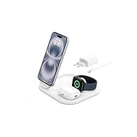 Belkin BoostCharge Caricabatteria magnetico pieghevole 3 in 1 con Qi2 da 15 W, Caricatore rapido...