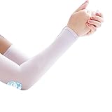 2 pares Unisex UV Protection Sleeves Arm Cooling Sleeves Summer Riding Cool Sleeves Running Ice Silk Arm Cubiertas Anti-UV Sunscreen Sleeves Bike Nautical and Outdoor Sports, blanco, Talla única