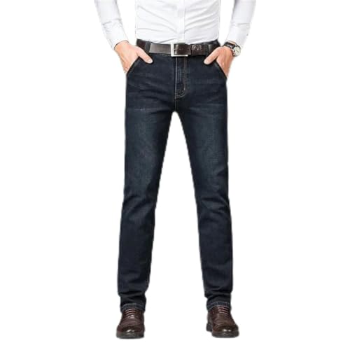Men's Plus Size Spring Autumn Elastic Business Casual Jeans Classic Straight Denim Trousers