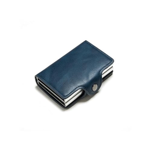men's wallet Men's Wallet Double Card Holder RFID Blocking Anti-theft PU Leather Wallet Travel Money Case(Blue)