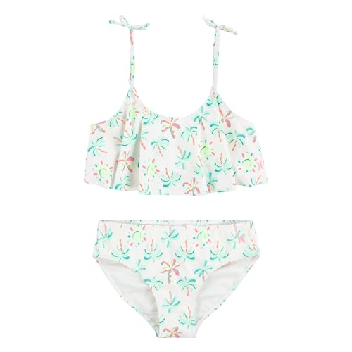 Image of Hurley Girls' Flounce Bikini 2-Piece Swimsuit, Pale Ivory /Reef Green, 14