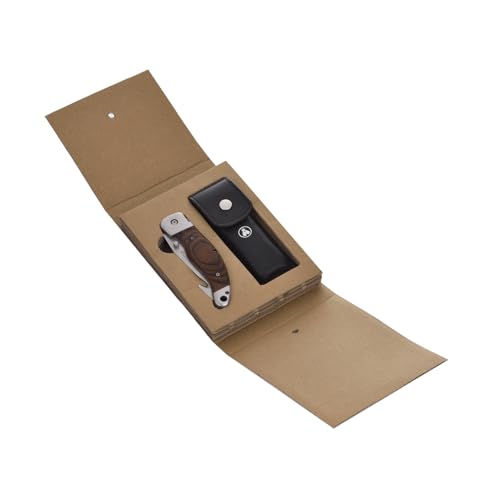 Laguiole Navaja de caza plegable funda de cuero - Elegante navaja de bolsillo para uso diario y al aire libre