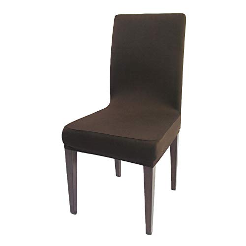 WELMATCH Brown Spandex Stretch Dining Chair Covers - 4 PCS Knit Removable Washable Party Chair Slipcovers (Chocolate, 4)