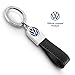 Troika Keyring VW logo, leather loop – VW LEATHER – leather, metal – black, blue, silver-coloured Original