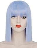 Juziviee Blue Wigs for Women, 12'' Short Blue Bob Wig with Bangs, Natural Looking Soft Synthetic...