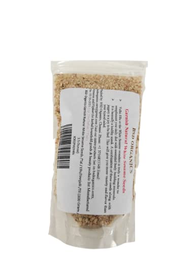 Bsd Organics Garnish Natural White Sesame Seeds /Tal / Ellu/Jinnjelli /Til (200 Gram / 7 Ounce) #TOP28