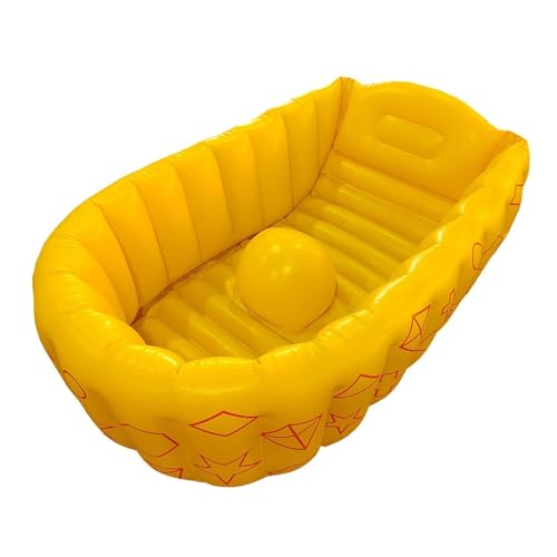 Ziuuihuリッチェル ふかふか ベビーバス ステップアップ 新生児 膨脹可能な浴槽 折りたたみバスタブ 0〜3歳 座って横たわる子供 家庭用 大きい インフレータブルベビーバス (イエロー)