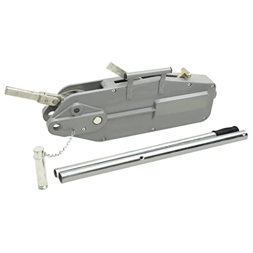 runheo verricello manuale 3200 kg in alluminio e acciaio, verricello portatile con manico telescopico, fune metallica, gancio, tamburo e manovella per tirare, montagna, traino, sicurezza e carico