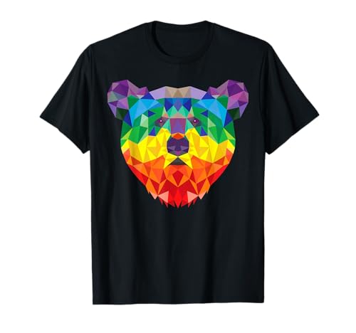 Geometric Bear LGBT Rainbow Flag Gay Pride Men Women T-Shirt