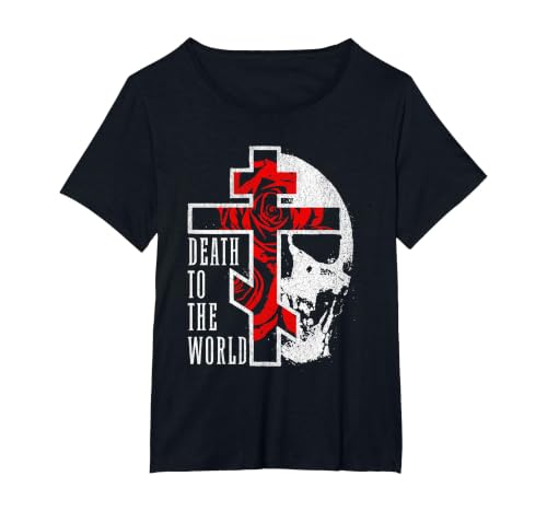 Death to The World Orthodox Cross Skeleton T-Shirt, Women's Plus, Black, 4X